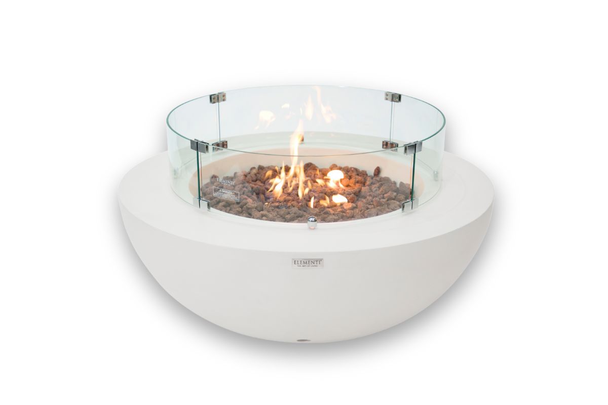 Ohnisko LUNAR BOWL Cream White s okrúhlym skleneným štítom